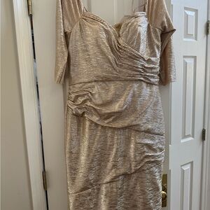 Rene Ruiz Shimmering Gold Long Sleeve Dress
